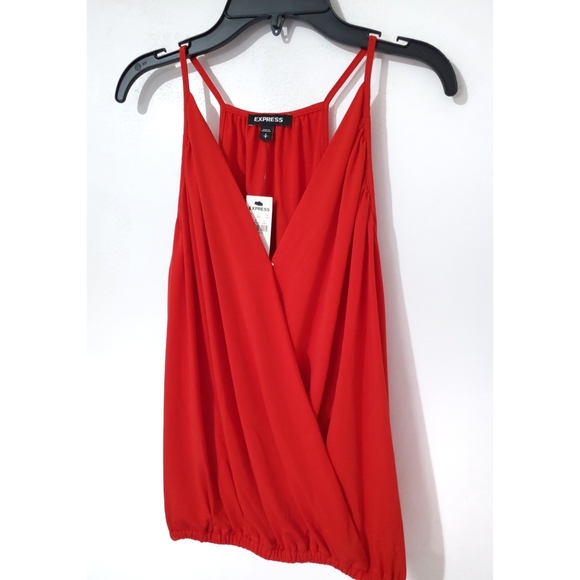 EXPRESS Red Spaghetti Strap V Neck Top Medium - Picture 5 of 15